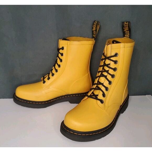 Dr Martens Drench Wellies 8-Eye Yellow Rain Boots Vulcanised Rubber US Womens 7 - Picture 15 of 15